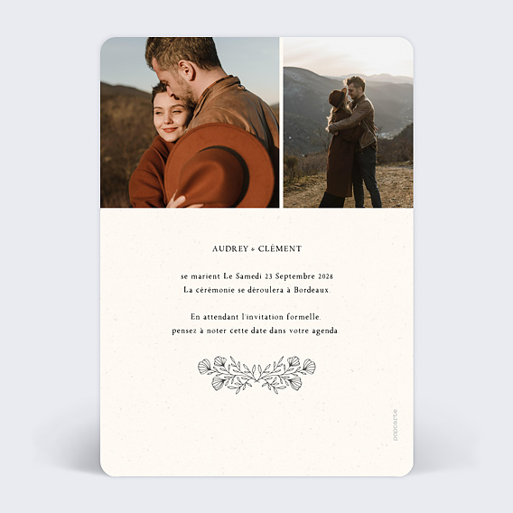 Save the date Gravure Bohème Verso