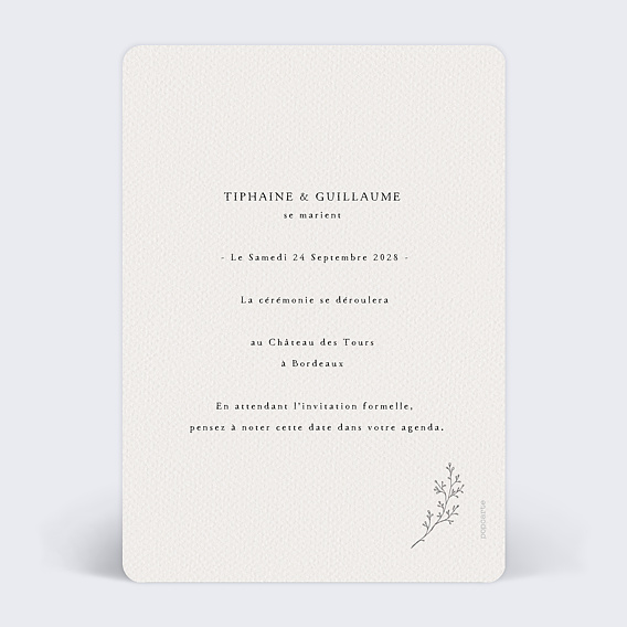 Save the date Tampon Fleuri Verso