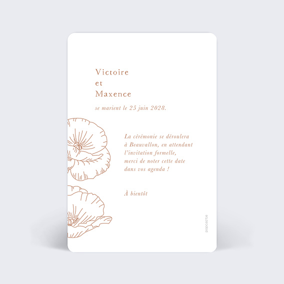 Save the date Coquelicot Verso