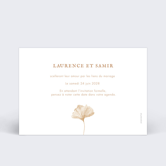 Save the date Ginkgo Délicats Verso