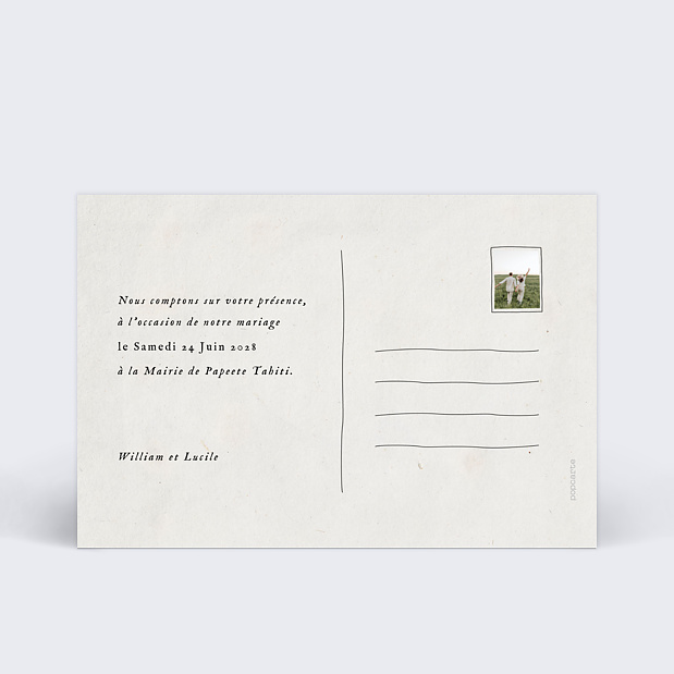 Save the date carte postale vintage Verso