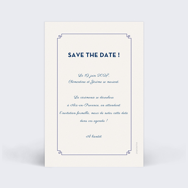 Save the Date Hirondelle d'Amour Verso