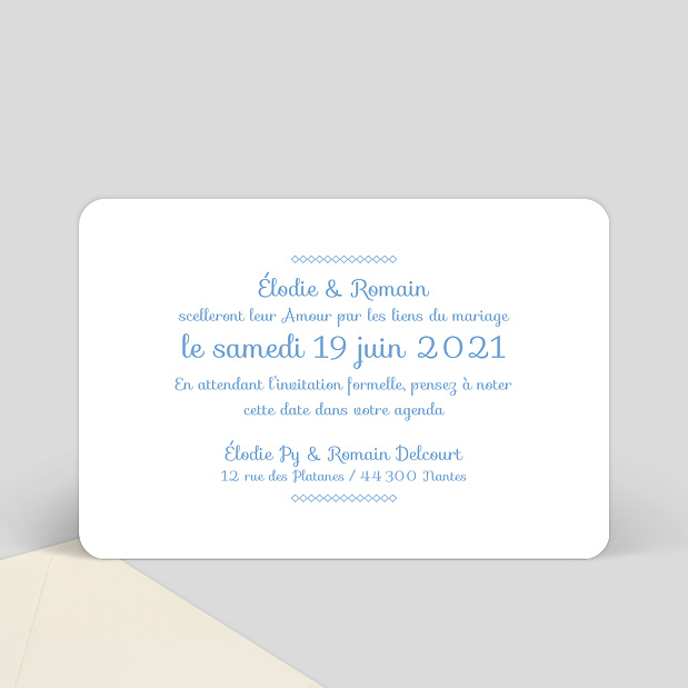 Save the date instant élégant Verso