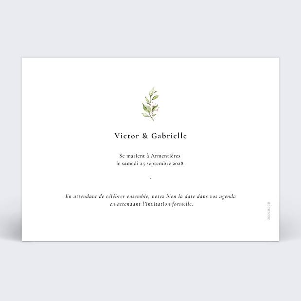 Save The Date Lettrines Botaniques Verso