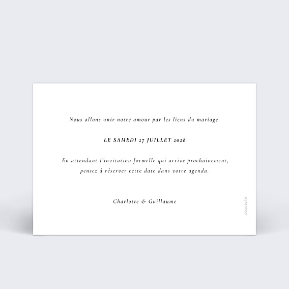 Save the date Élégance Intemporelle Verso