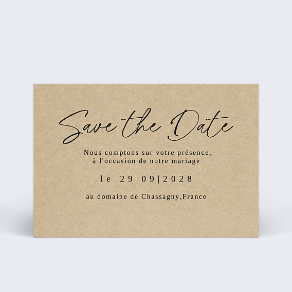 Save the date Kraft Minimaliste Verso
