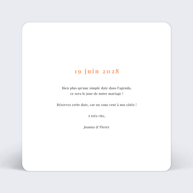 Save the Date Simplicité Verso