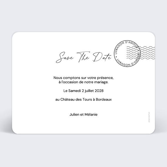Save the date Lettre Reçue Verso