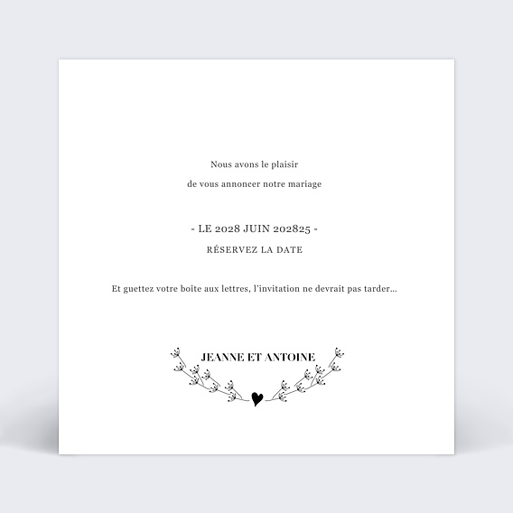 Save the date Cœur Bucolique Verso