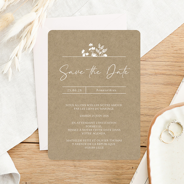 Save The Date Bouquet Champêtre