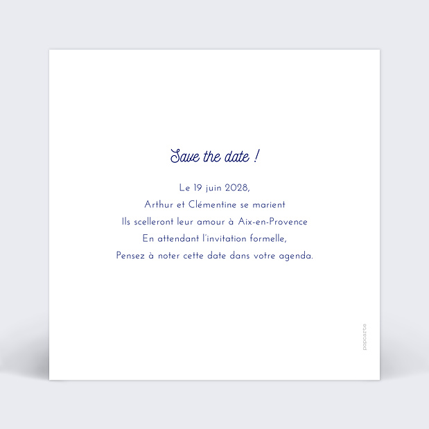 Save the Date Bulles dorées Verso