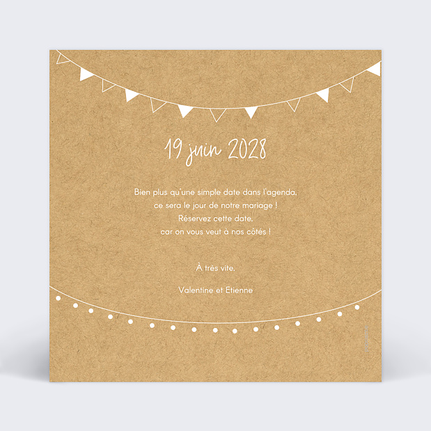 Save the date Bucolique simple Verso