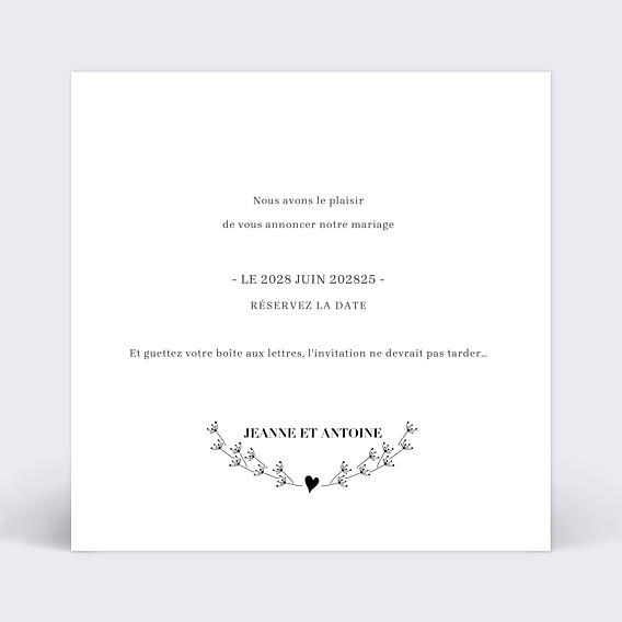 Save The Date Cœur Bucolique