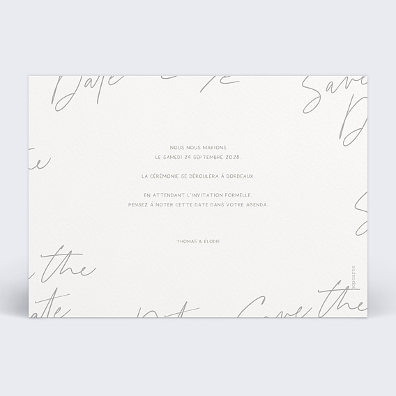 Save the date Délicate Signature Verso