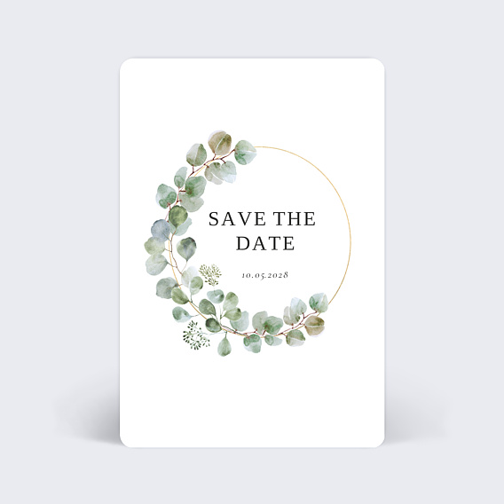 Save the date Couronne Ocre Eucalyptus
