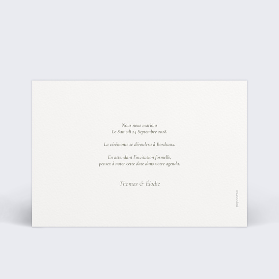 Save the date Élégant Black and White Verso