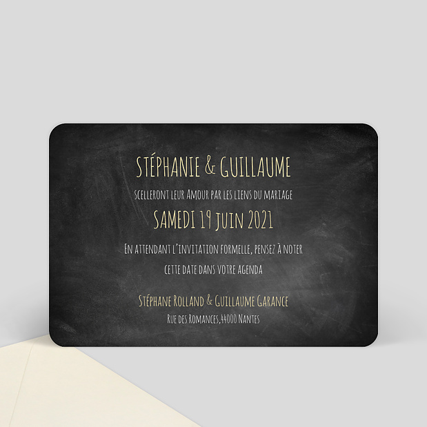 Save the Date Ardoise Verso