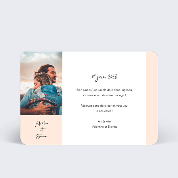 Save the Date Photo & Fond Crème Verso