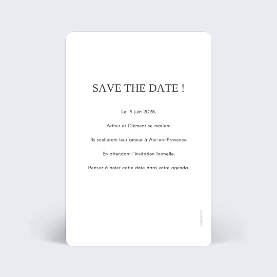 Save the date Typographie Date Verso