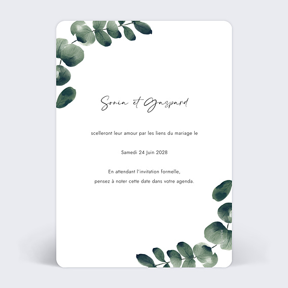 Save The Date Branche d'Eucalyptus