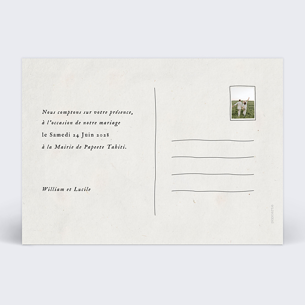 Save the Date Carte Postale Vintage Verso