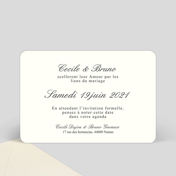 Save the date Classique beige Verso