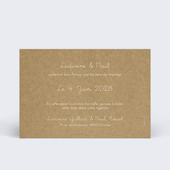 Save the date Corde à Linge Verso