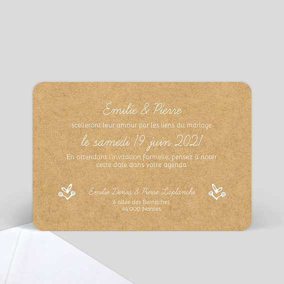Save the date Timeline Dentelle Verso