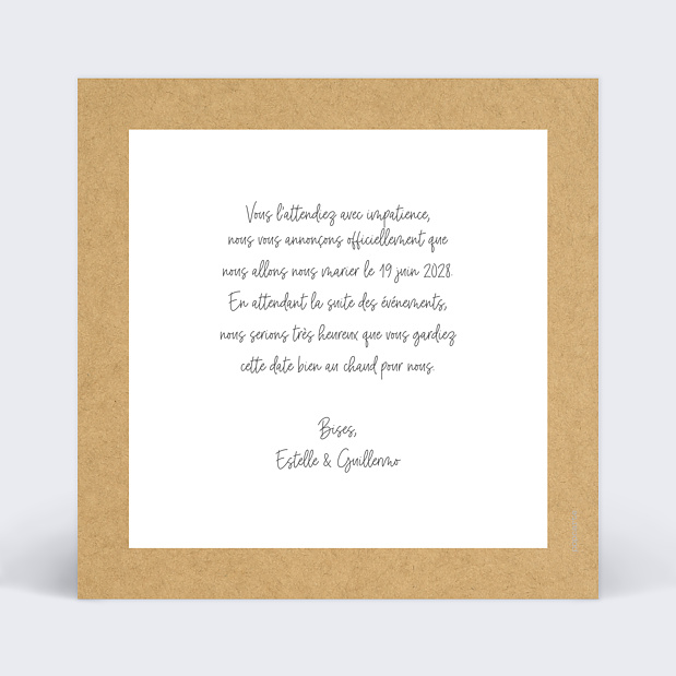 Save the date Mariage bucolique Verso