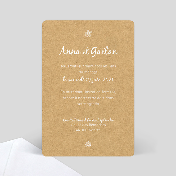 Save the date Jolie dentelle Verso