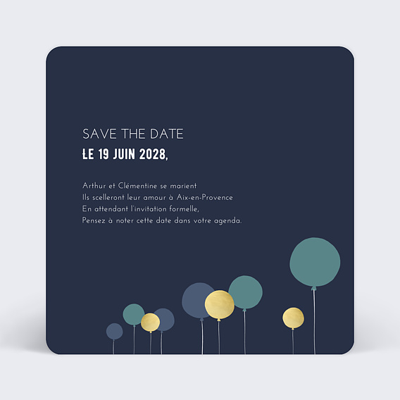 Save the date Balloons Verso