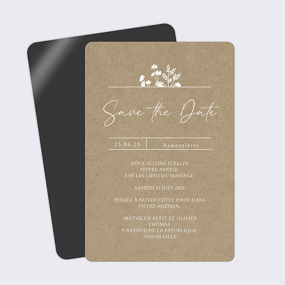 Save the date Bouquet Champêtre