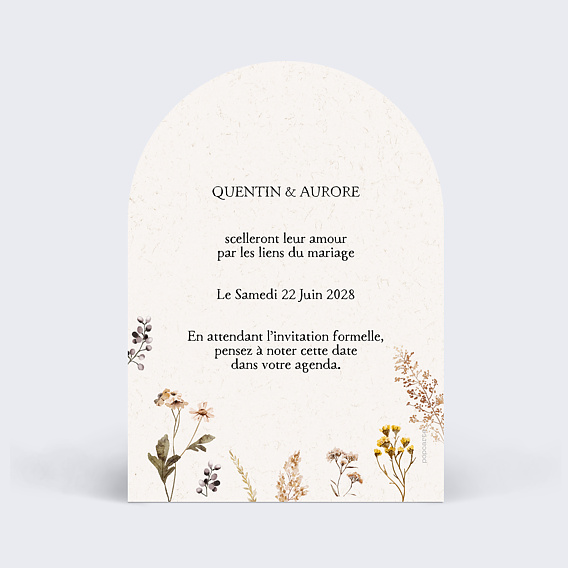 Save the date Bouquet Sauvage Verso