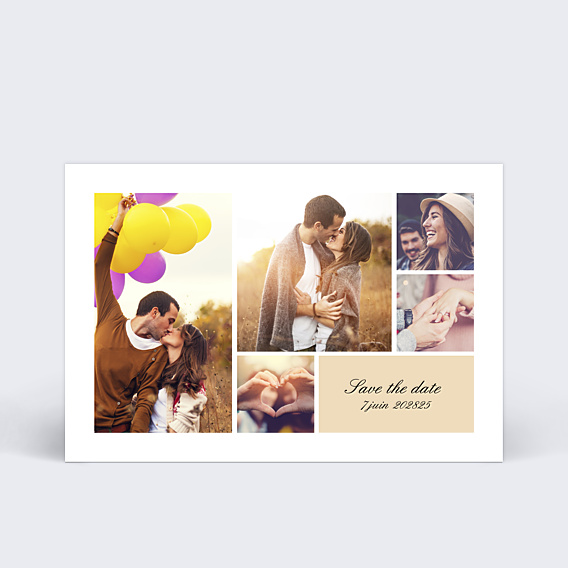 Save The Date Save The Date Classique Multiphotos Beige