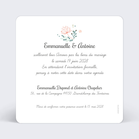 Save The Date Couronne de fleurs