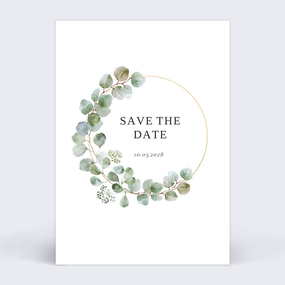 Save the date Couronne Ocre Eucalyptus
