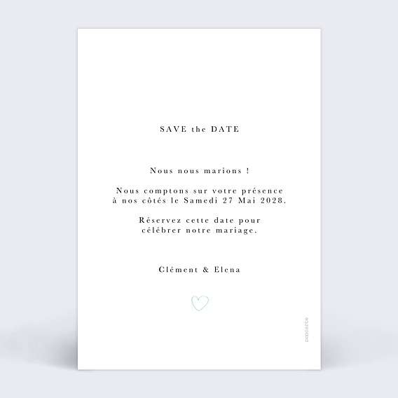 Save the date Calendrier Verso