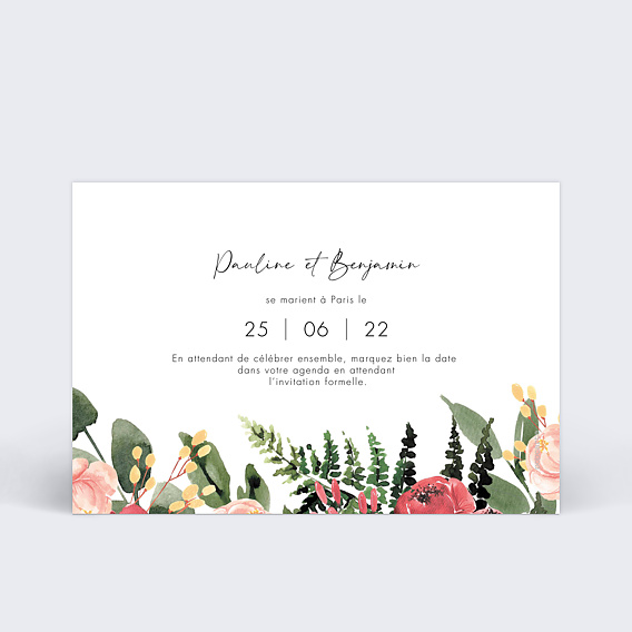 Save the date Wild Flowers Verso