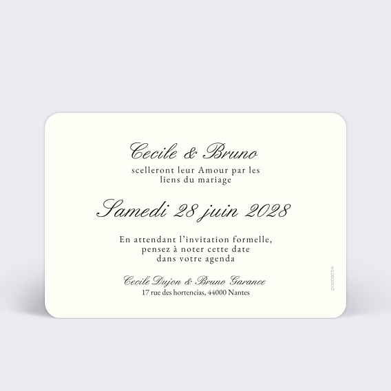 Save the date Classique beige Verso