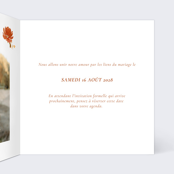 Save the date Couronne Bouquet Parfumé Intérieur Droit