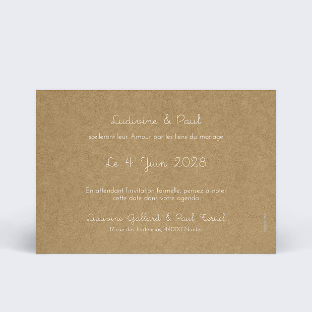 Save the Date Corde à Linge Verso