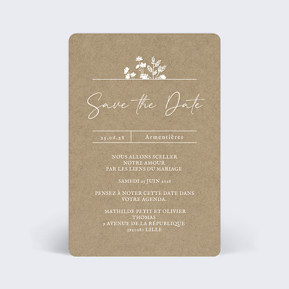 Save The Date Bouquet Champêtre