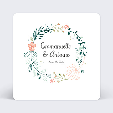 Save The Date Virtuel Couronne de fleurs