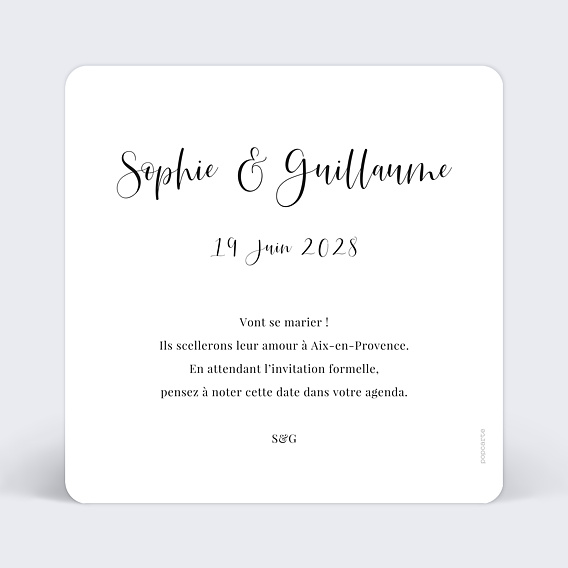 Save the date Calligraphie Verso