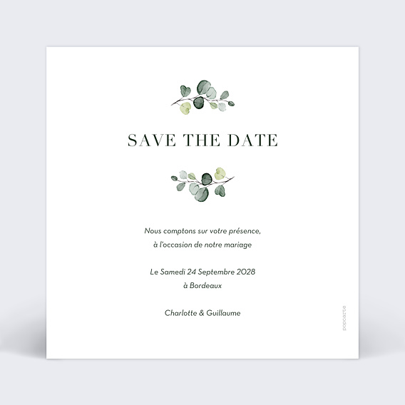 Save the date Eucalyptus Verso