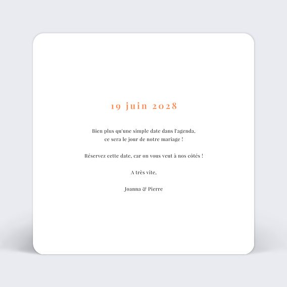 Save the date Simplicité Verso