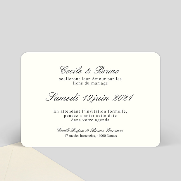 Save the Date Classique Beige Verso