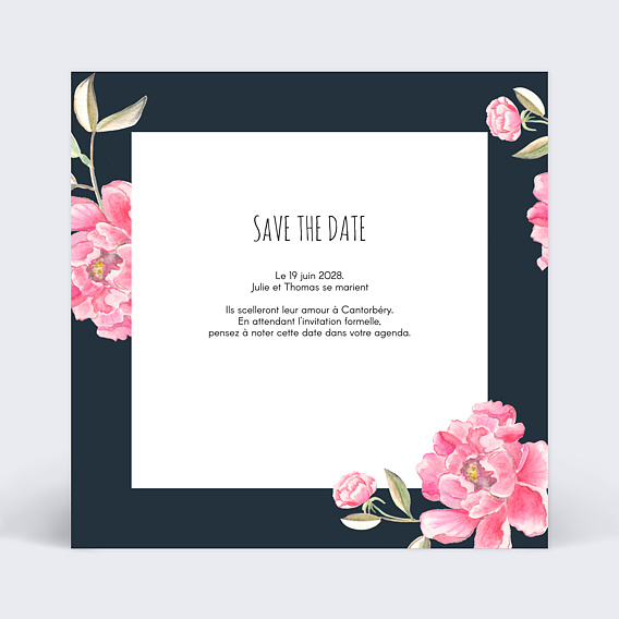 Save the date Dark Peony Verso