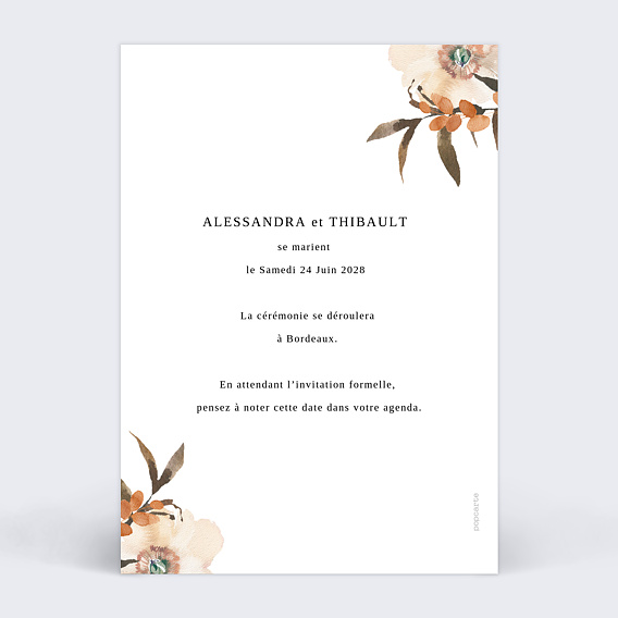 Save the date Bouquet Parfumé Verso