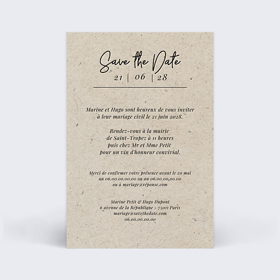 Save The Date Esprit Chiné Simple